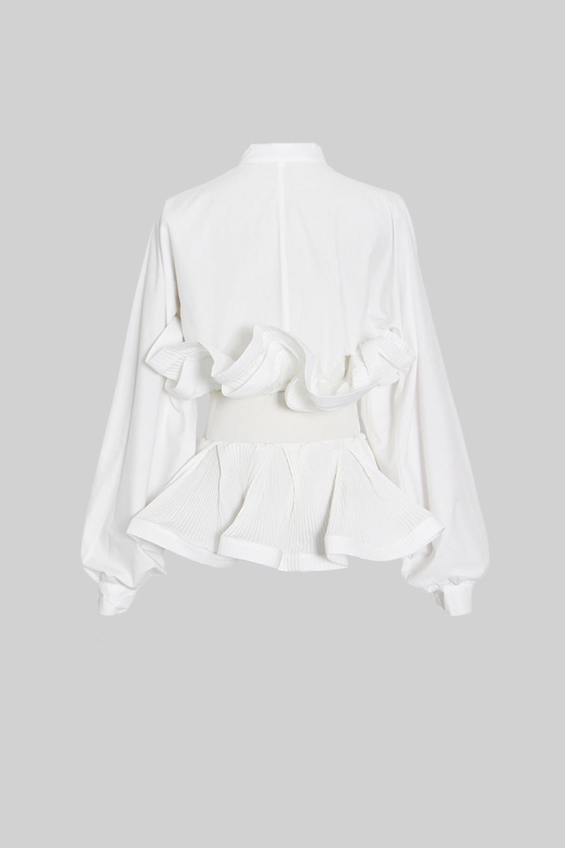 Aerlise | Elegantes Langarm-Rüschenhemd mit Gürtel
