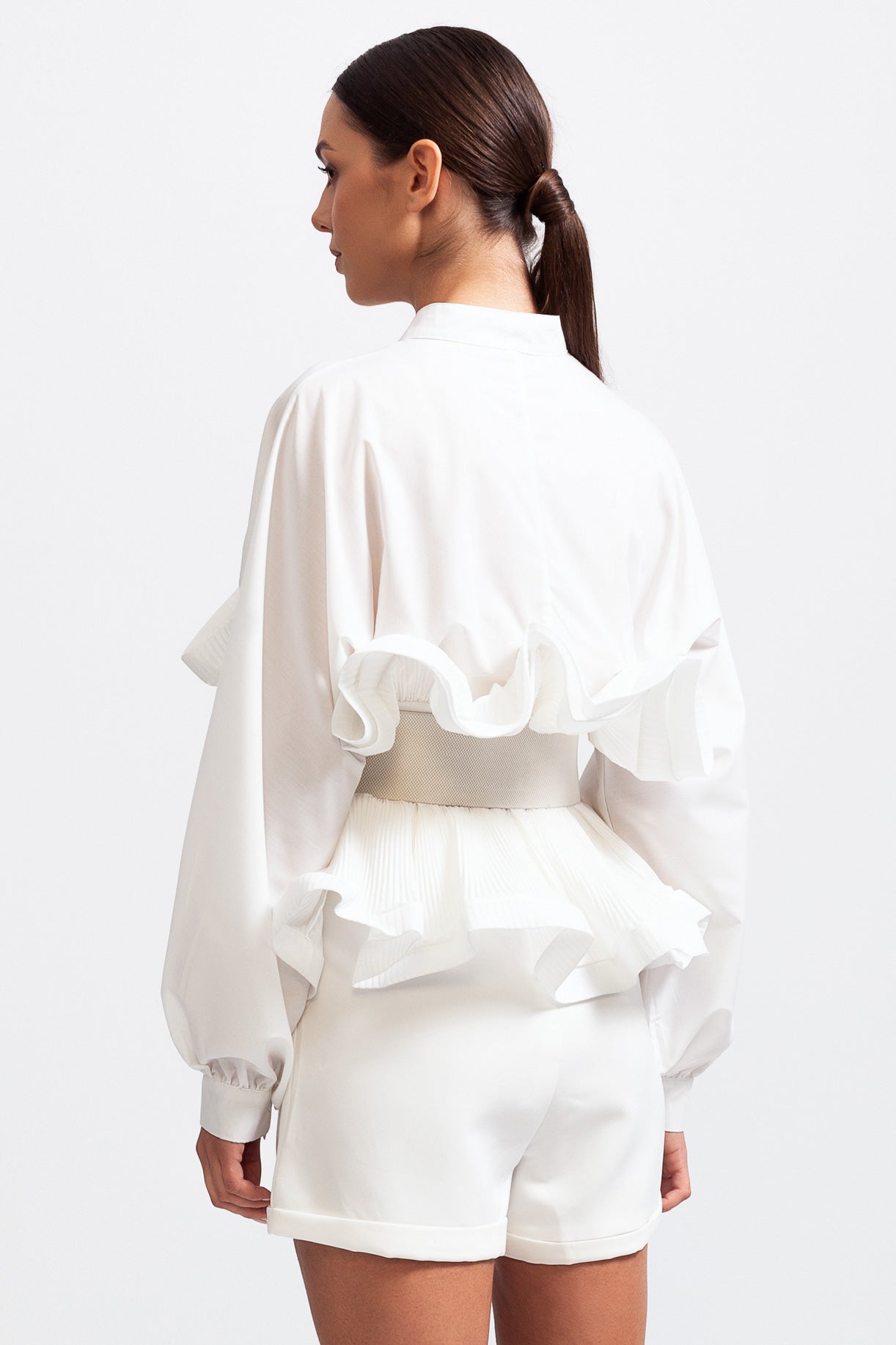 Aerlise | Elegantes Langarm-Rüschenhemd mit Gürtel