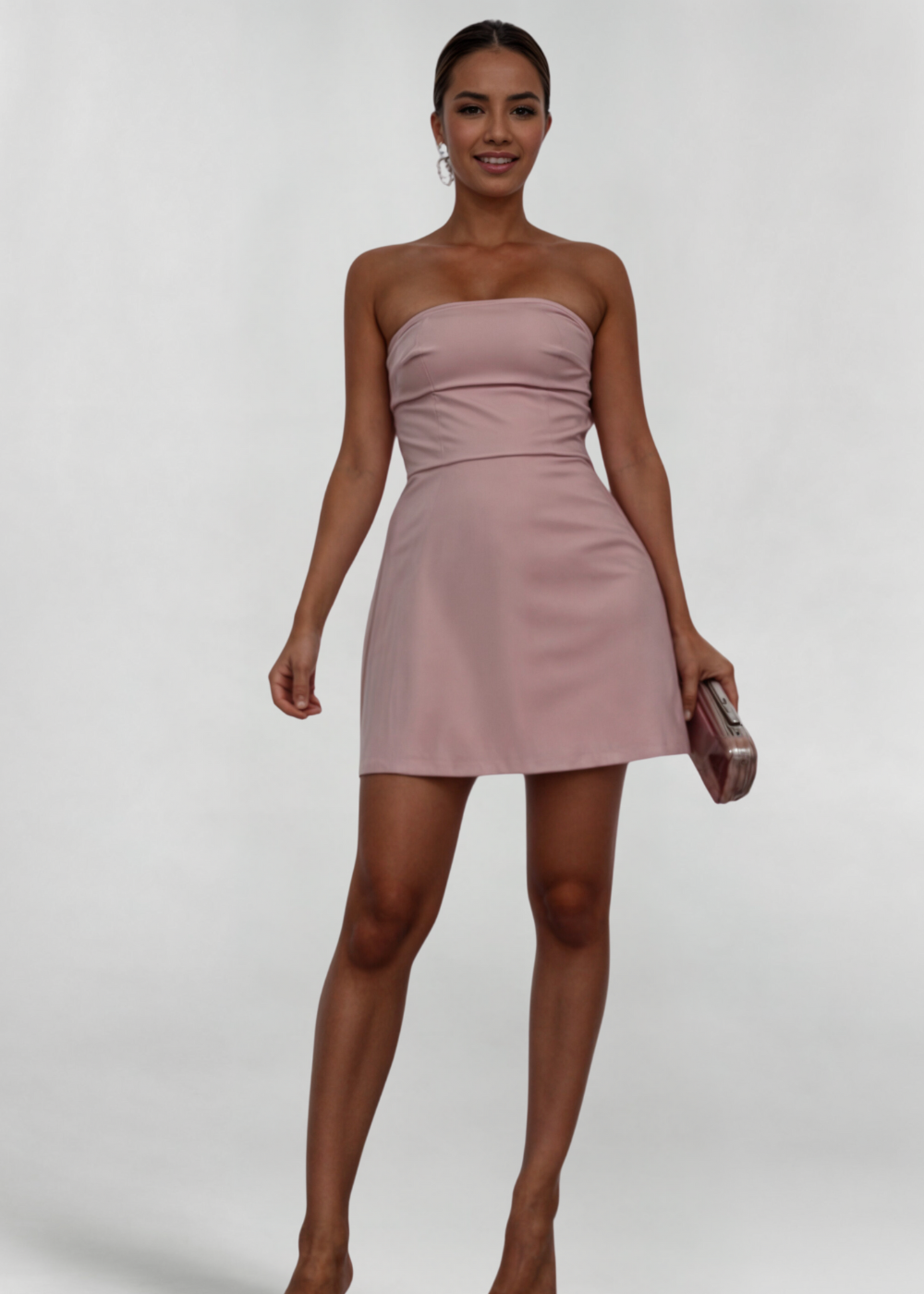 Liora | Rosa Schleifen-Minikleid